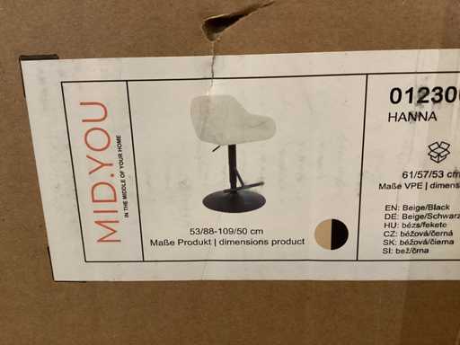 Mid.You - Hanna - Barkruk - Beige/Zwart (2x)