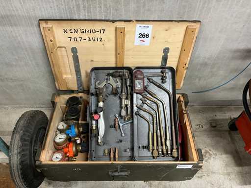 Snijbrander koffer met inhoud