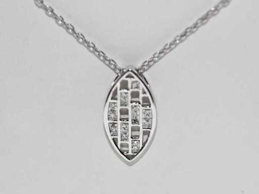 9 KT White Gold Neacklace With Natural Diamond