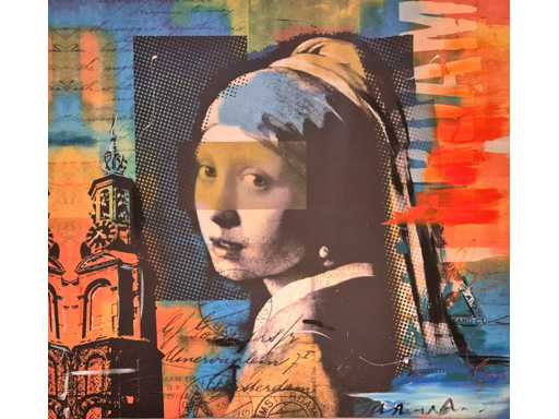 Mixed media/acryl op doek Mischa ‘Meisje met de parel’