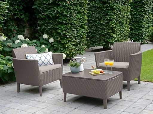 Keter Balkonset: Balkontafel + 2 stoelen, grijs