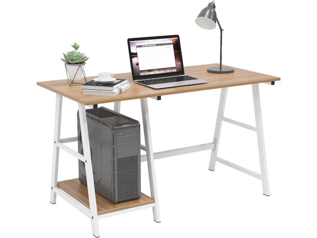 Computer Desk, Study Table with 2 Storage Shelves