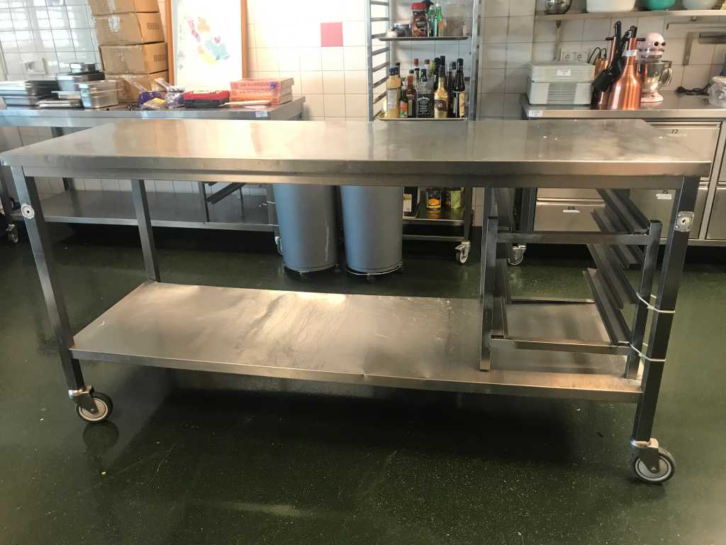 Mobile Stainless Steel Work Table 200 cm