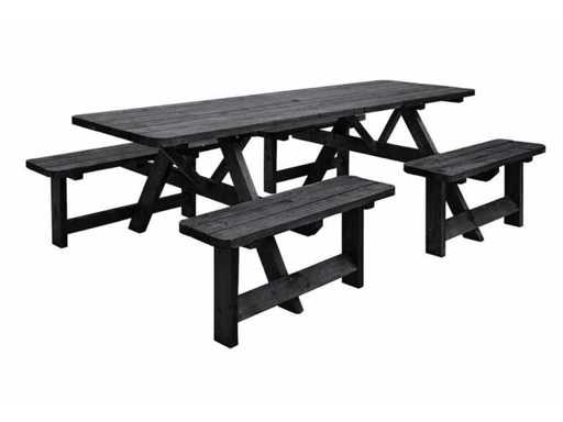 Tavolo da picnic "Famiglia" impregnato nero - 240x155x75 cm