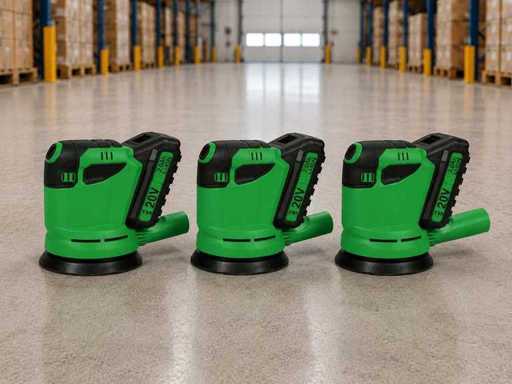 Battery Random Orbital Sander - 900W - Ø125mm - Wireless - With Dust Collection Box & Sandpaper - 3 pieces (3x)