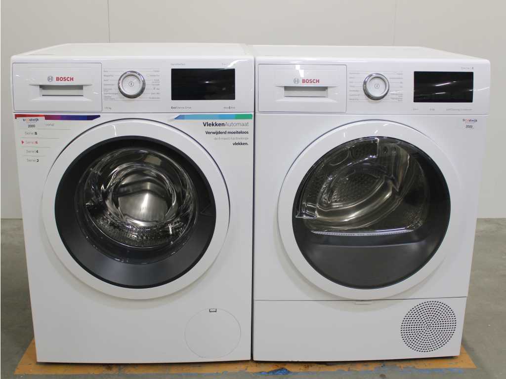 Bosch Serie|6 VarioPerfect EcoSilence Drive Wasmachine & Bosch Serie|6 SelfCleaning Condenser A+++ Droger