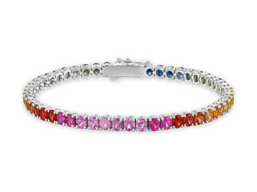 Luxe Natuurlijke Multi Color Saffierarmband 10,90 karaat in 18 karaat witgoud