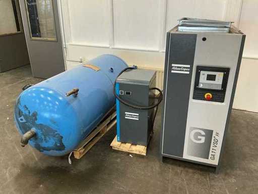 Sprężarka śrubowa Atlas Copco GA11VSD+FF z 2017 roku