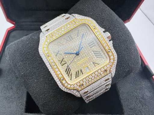Cartier Santos | WSSA0018 | Steel / Gold | Full ICED out with natural diamonds | 2025