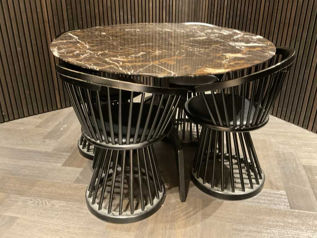 Table de salle à manger ronde Versmissen en marbre noir Razor