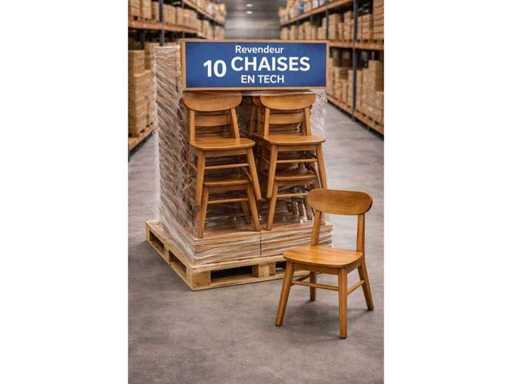 Palettes de 10 très belle chaise neuve en teck massif 