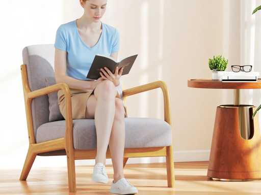 Loungefauteuil - 3 kussens inbegrepen - diepe zitting - armleuningen - rubberhouten frame - grijs fluweel uiterlijk