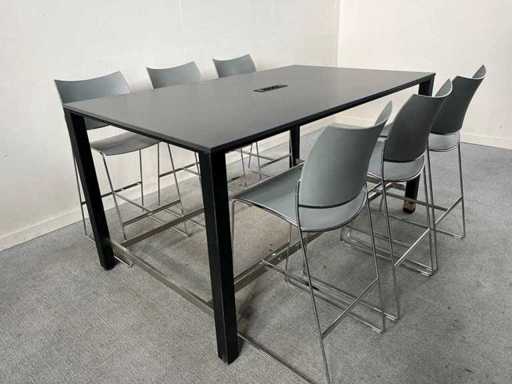 SEDUS - Mastermind hoge vergadertafel + 6 x CASALA Hoge krukken - Vergaderset