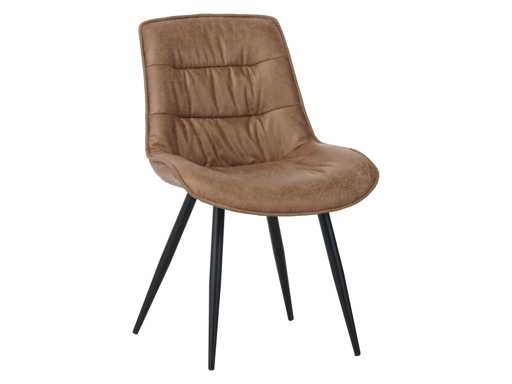 Colenis - Manila Eetkamerstoel - Set van 6 - Cognac - Microfiber Stof- Zonder Armleuning