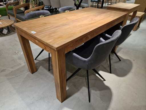 Table intérieure en teck diamant 160 x 80 cm Naturelle droite