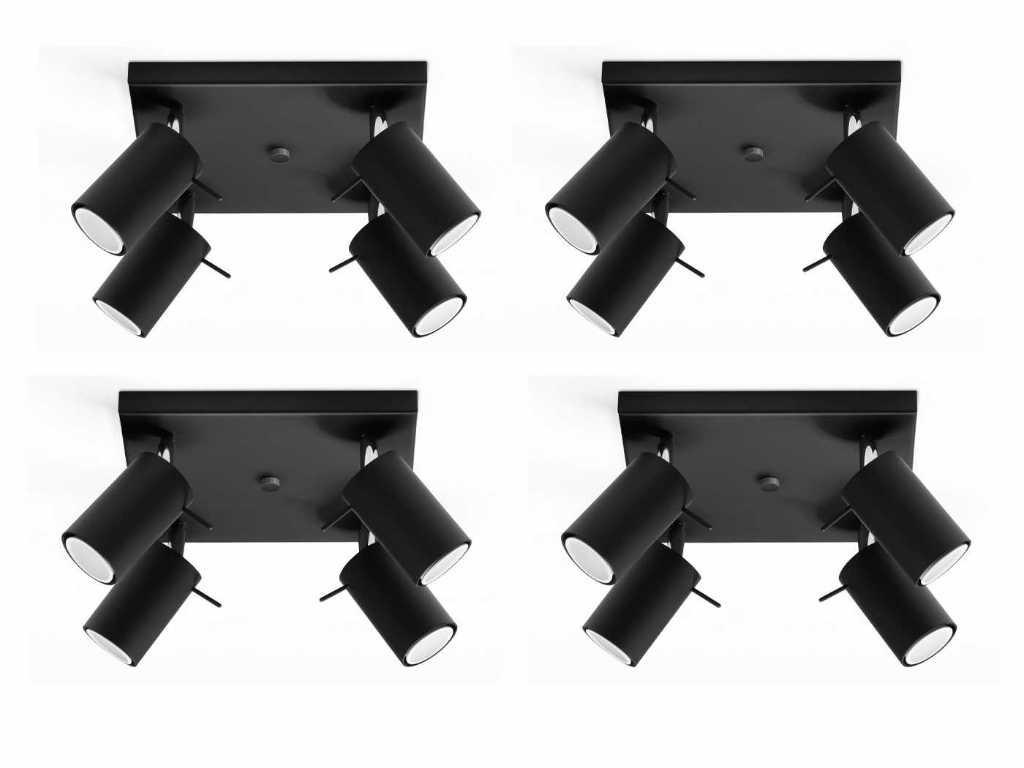 4 x Solo Focus Plafond Quad armatuur zwart