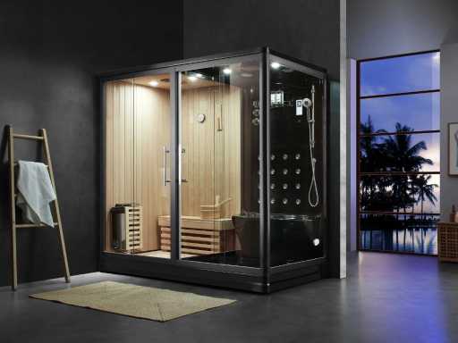 Mawialux sauna avec cabine de vapeur maison de bien-être - noir