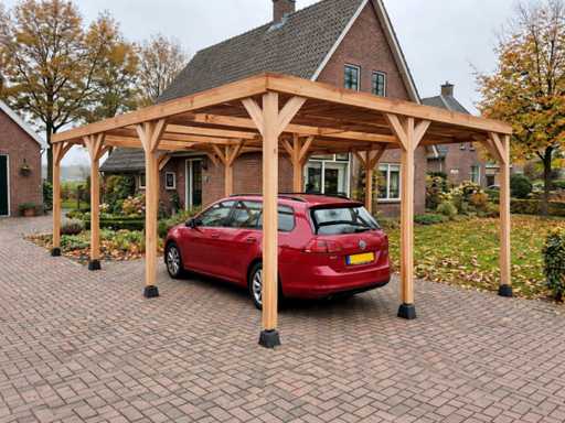 Douglas vrijstaande dubbele carport - 900x605x300 cm