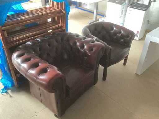 fauteuil leren bruine stoelen