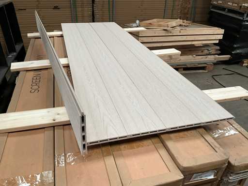 Aspect compozit din lemn cu scânduri de grădină cu limbă și canelură - 180x14x1,6 cm (25x)