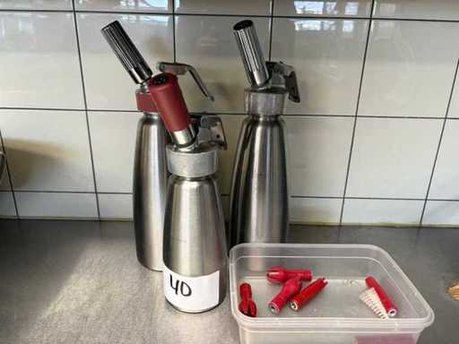 Distributeur de crème fouettée en acier inoxydable ISI (3x)