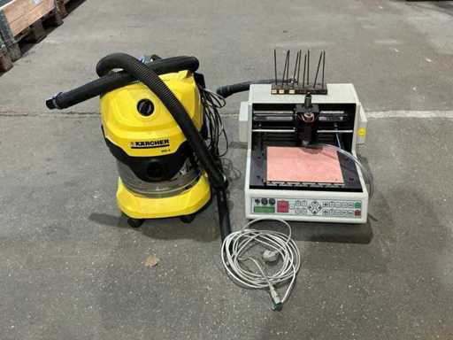Engraving machine with PC and vacuum cleaner
