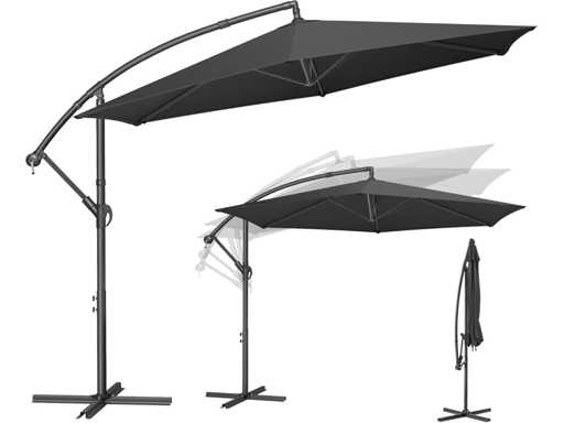 Uitkragende parasol, 350 cm in diameter, met basis