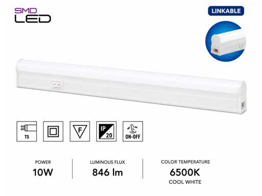 10 x LED Onderbouw Lamp 10W – 6400K Koud Wit - Wit – 90cm – IP20 – SIGMA-10