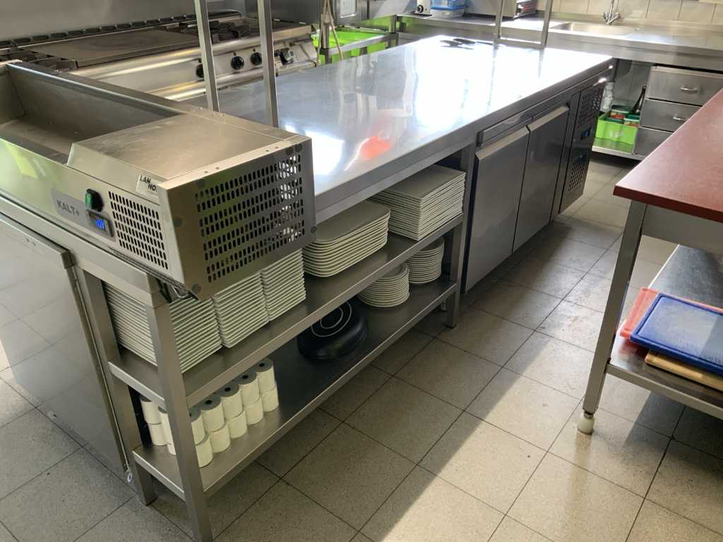 Stainless steel work table with bridge