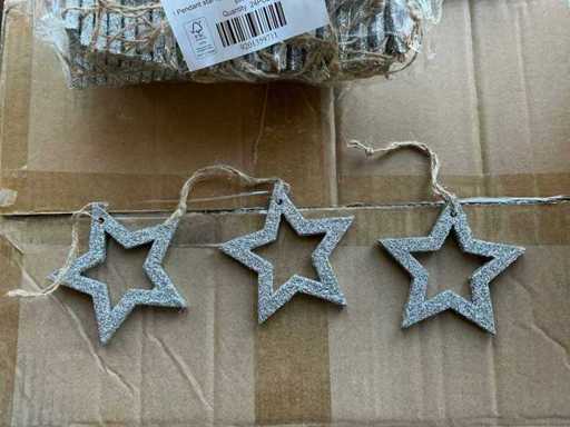 Partij Pendant Stars Open Wood Ø9cm+16cm rope (3450x)