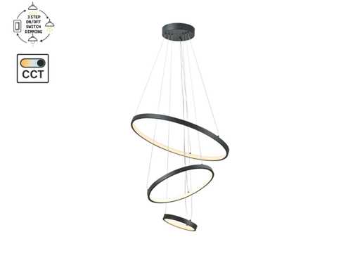 Lampe pendante Orien 20cm&40cm&60cm Anneau trio 50W LED 3CCT & 3 Steps Dim(1x)