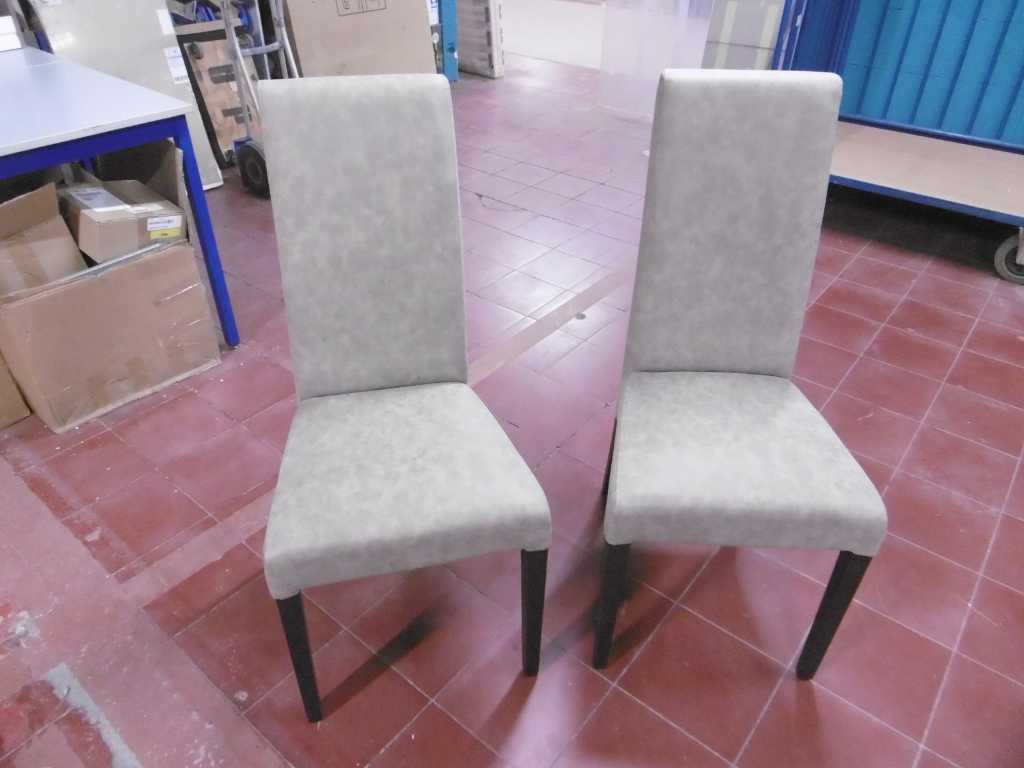 set van 2 living stoelen kunstleder beige op houten poten