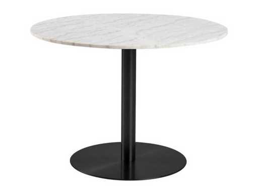 fonQ - Marmurowy stół jadalniczy Marmur - Ø 110 cm - Biały/- Stół jadalny