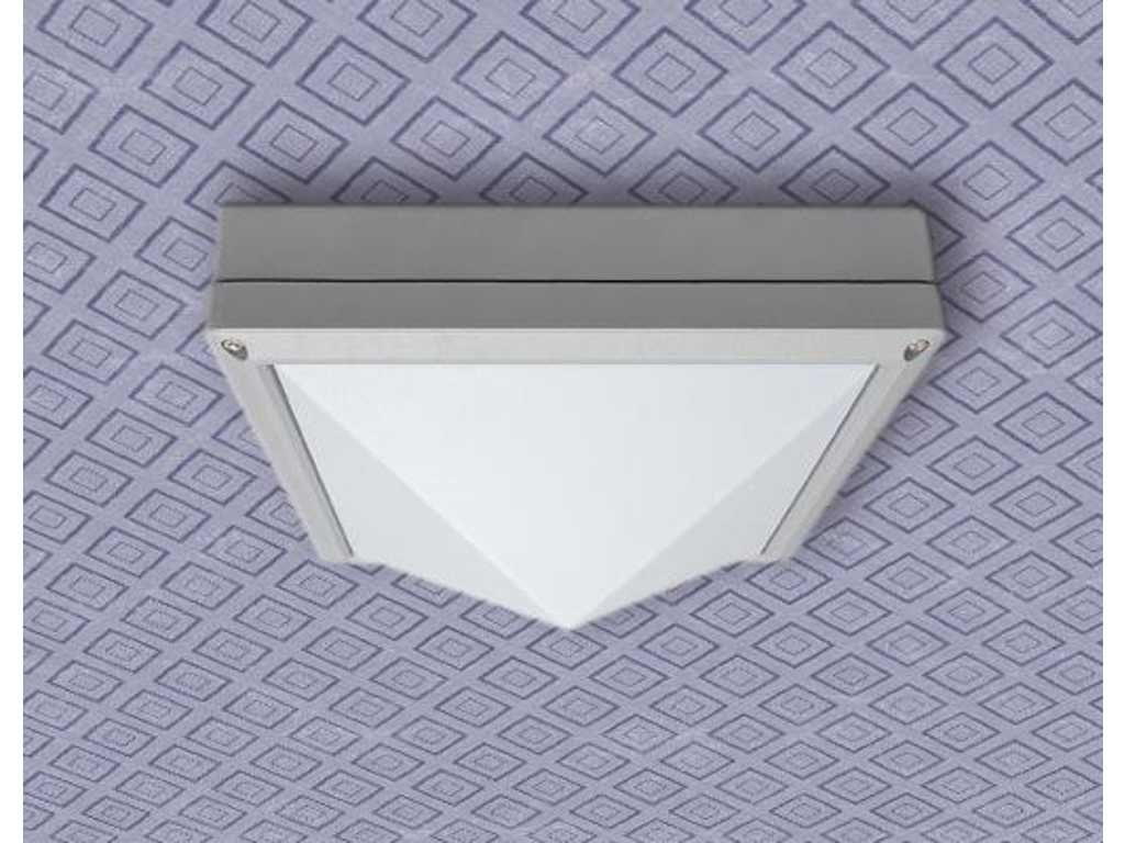 Package of 1 piece - 13W LED wall/ceiling light grey quadr. pyramid daylight White / 6000-6500K 560lm 230VAC IP54 120degree Wall Lamp Ceiling Light Aisle Light Fasade Lamp Entrance Light Outdoor Light Interior Lamp - SSAMLight