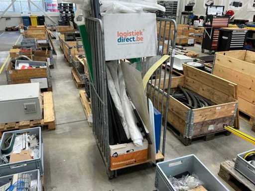 Various plastic plates in steel trolley