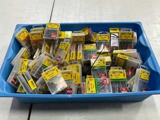 Rotadrill Assorti diverse schroeven RVS, verzinkt en messing (100x)