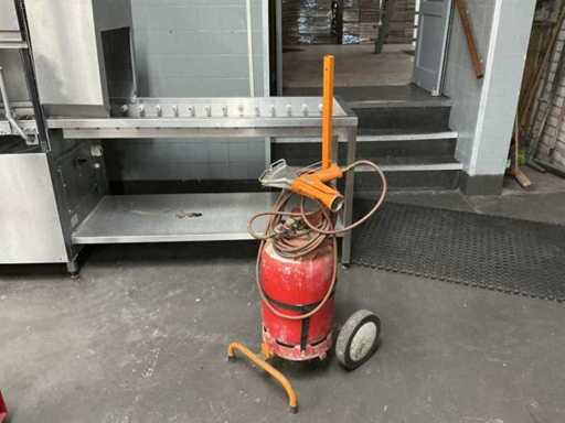 Sefmat F-33185 Schrumpfpistole mit Gasflasche auf Handkarre