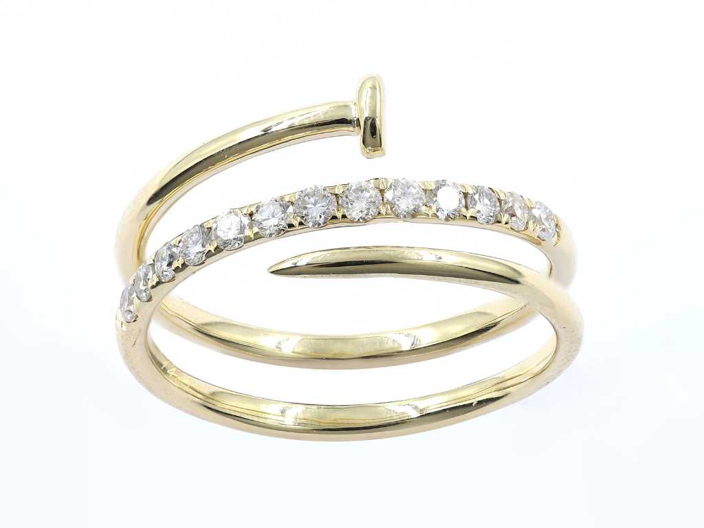 Bague en or jaune 14 KT avec diamant naturel