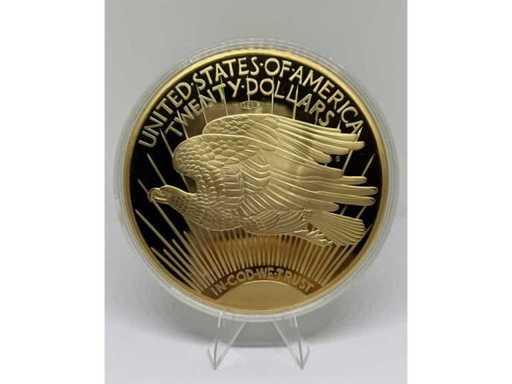 Medaglia placcata in oro – 20 dollari "Double Eagle" – Stati Uniti – 1933 – Diametro 100 mm