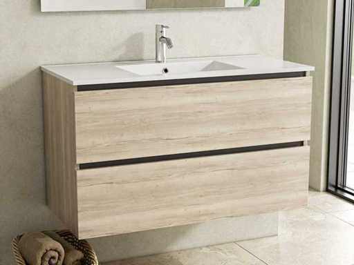 Karo - Badkamermeubel Natural Oak 100 cm + wastafel