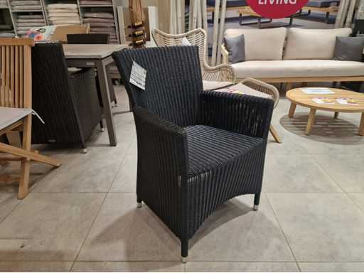 2 sièges en osier Luxury Lounge avec fil rond à bras noirs