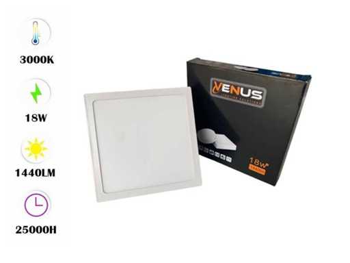 30 x LED Paneel – Vierkant Opbouw – 18W – 3000K Warm Wit – IP20
