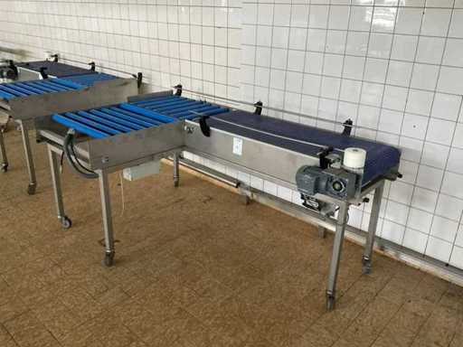 Stainless steel conveyor with roller conveyor