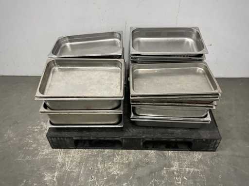 Lot de récipients et couvercles en acier inoxydable GN 1/1 Gastronorm