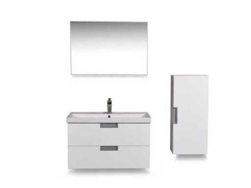 Bathroom furniture set 3-piece high gloss white