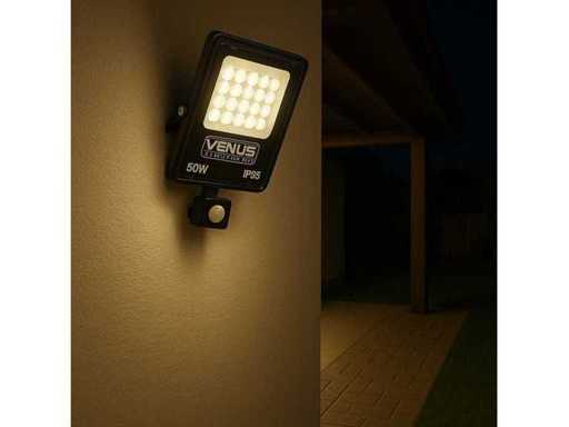 LED Schijnwerper 50W met bewegingssensor – 4000K neutraal wit – IP65 (x6)