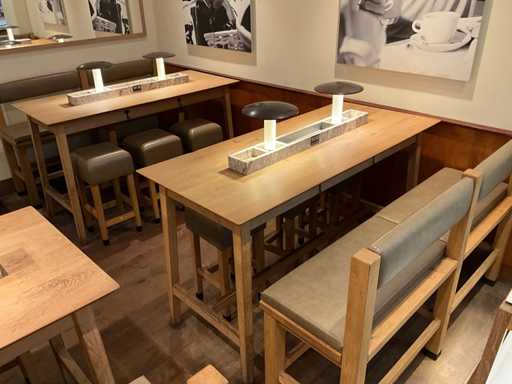 Hutten - Masă de bar cu bancă și 3 scaune de bar (2x)