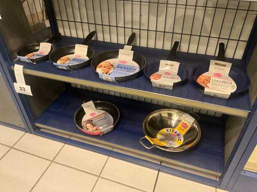 GSW 6 poêles à frire et wok en acier inoxydable de tailles différentes (7x)