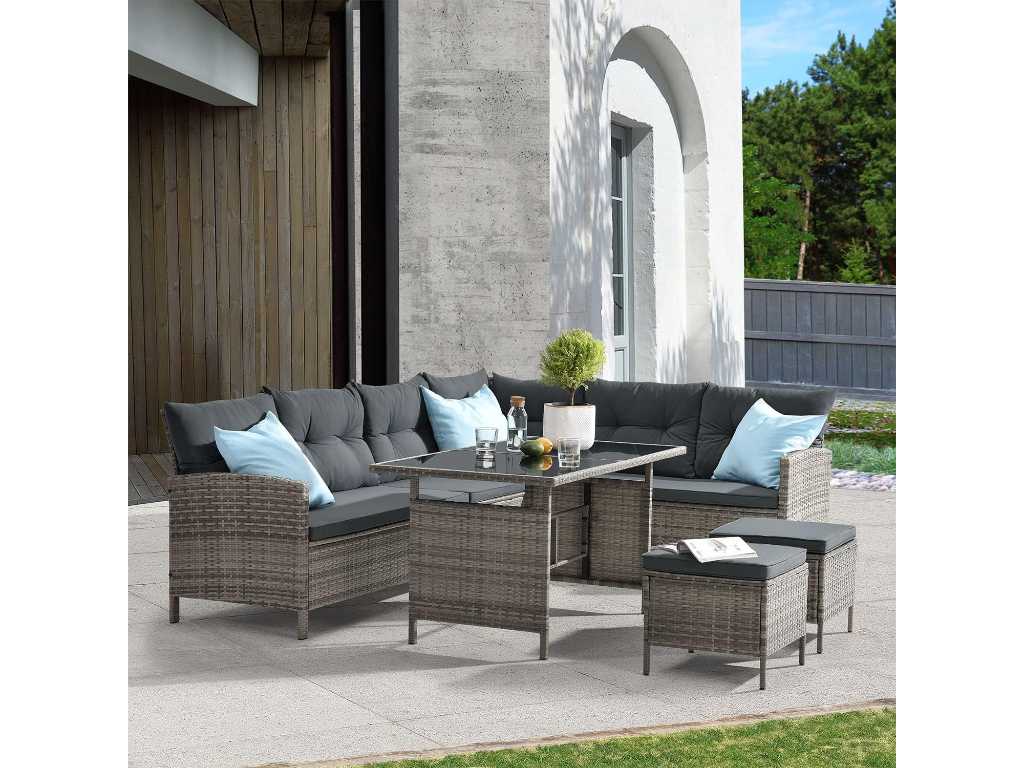 Manacor Lounge Gartenmöbel aus gesprenkeltem grauem Polyrattan
