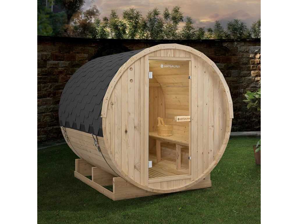 Sauna tonneau avec poêle et accessoires